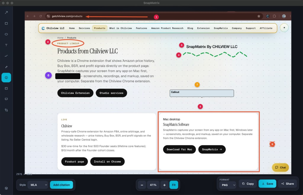 SnapMatrix annotation editor on Mac